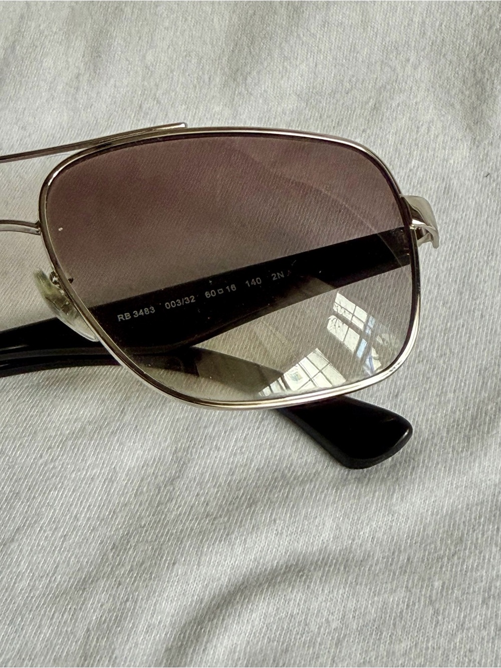Ray-Ban Silver Frame Sunglasses with Gradient Brown Lenses and Black Temples - Picture 5 of 6